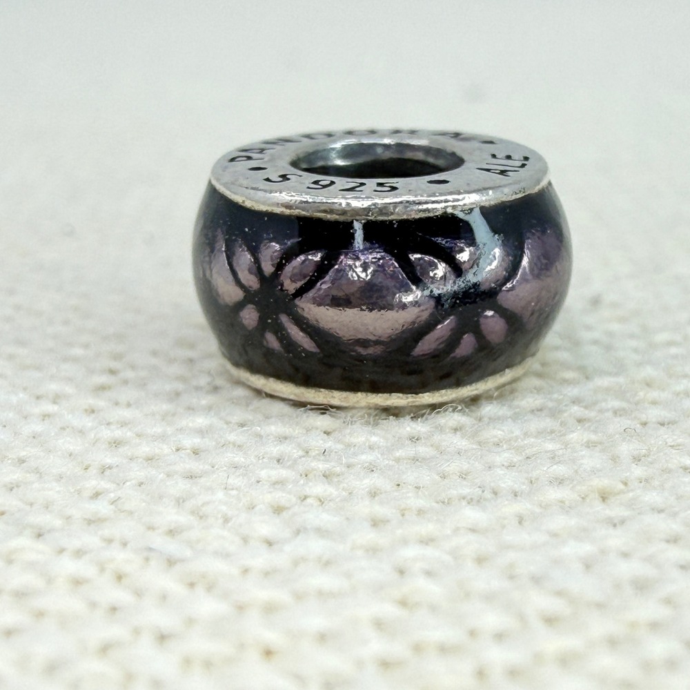 Pandora Purple Dew Vintage Floral Spacer Charm Sterling Silver ALE 791034EN31‎